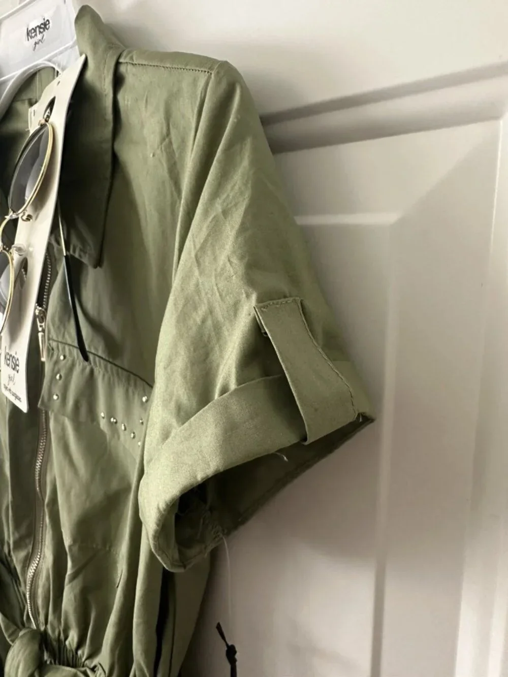 Kensie Girl Girls 12 Olive Utility Jumpsuit Sunglasses NWT